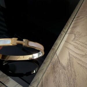 Gold and White Bangle Bracelet